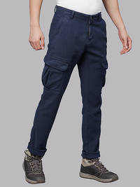 Airforce Blue Solid Cargo Pants