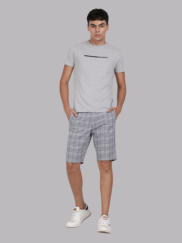 Cotton Linen Checks Chino Shorts