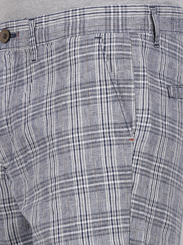 Cotton Linen Checks Chino Shorts