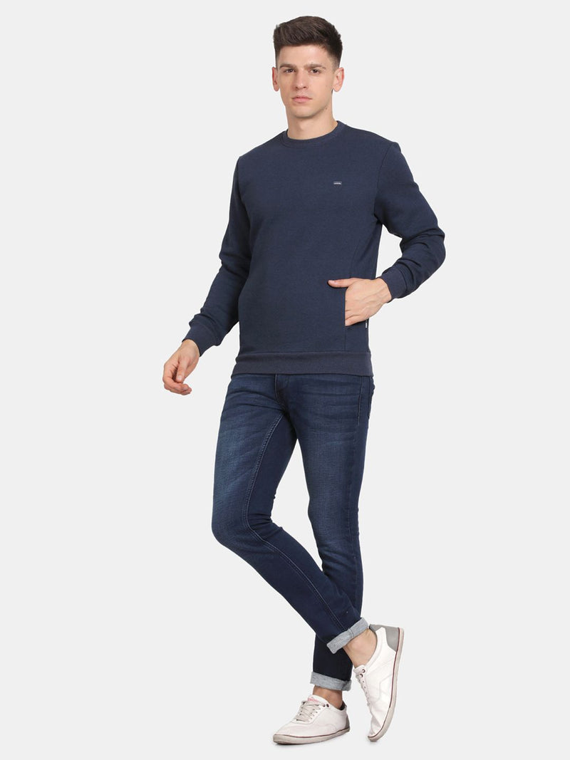 T-Base Men Round Neck Solid Sweatshirt