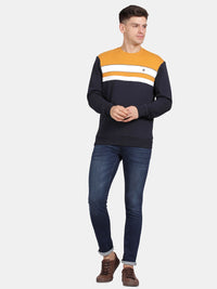 T-Base Men Round Neck Colourblocked Sweatshirt