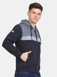 T-Base Men Colourblocked Hooded Sweatshirt