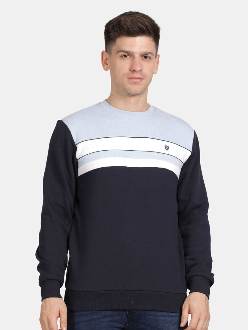 T-Base Men Round Neck Colourblocked Sweatshirt