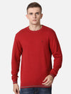 T-Base Men Red Solid Cotton Pullover