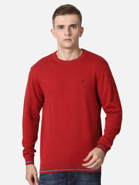 T-Base Men Red Solid Cotton Pullover