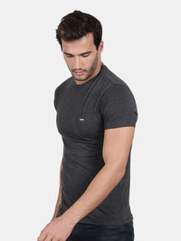 T-Base Men Black Striped Slim Cotton Fit T-Shirt