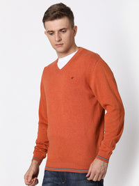 T-Base Men Rust Solid Cotton Pullover