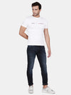 T-Base Men Off White Solid Slim Fit Cotton T-Shirt