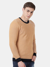 T-Base Men Yellow & White Cable Knit Sweater