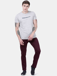 T-Base Men Burgundy Solid Cotton Track Pant