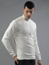 High Neck Off White Full Sleeve Pullover