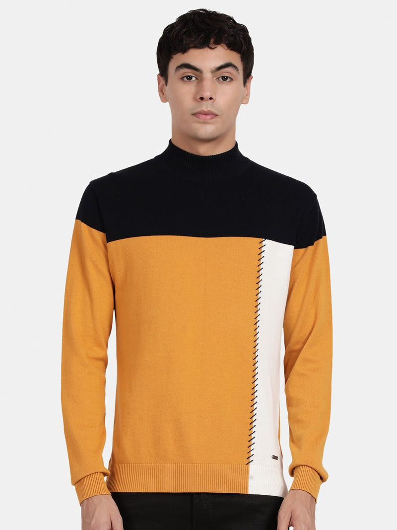 T-Base Colourblocked Pullover Cotton Sweatshirt