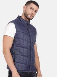 T-Base Sleeveless Puffer Jacket With Quilted Design And Polar Fleece Collar