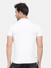 T-Base Men White Typography Printed Applique T-Shirt