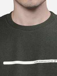 T-Base Men Green Solid Cotton Sweatshirt