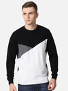 T-Base Men Black & White Colourblocked Cotton Pullover