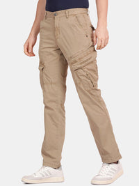 T-Base Men Regular Fit Mid-Rise Cotton Cargos Trousers