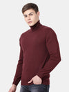 T-Base Men Maroon Turtle Neck Cotton Pullover