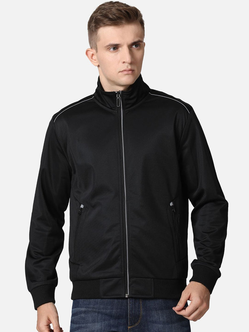 T-Base Men Black Front-Open Sweatshirt