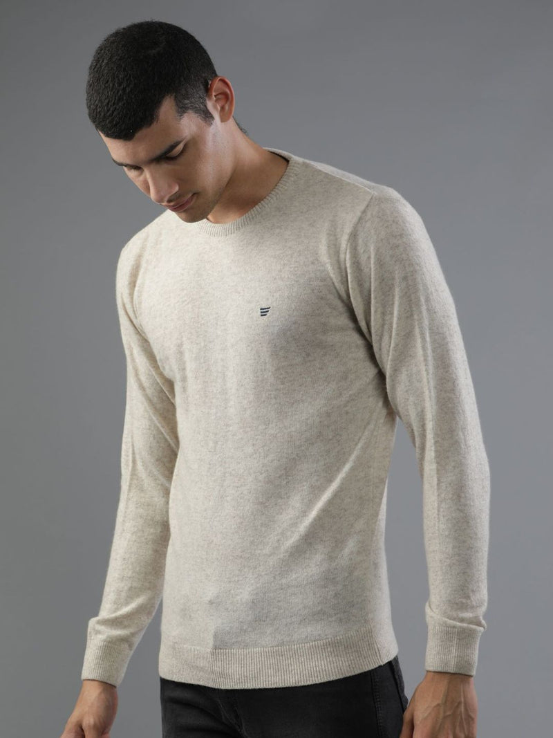 T-Base Men Grey Solid Pullover