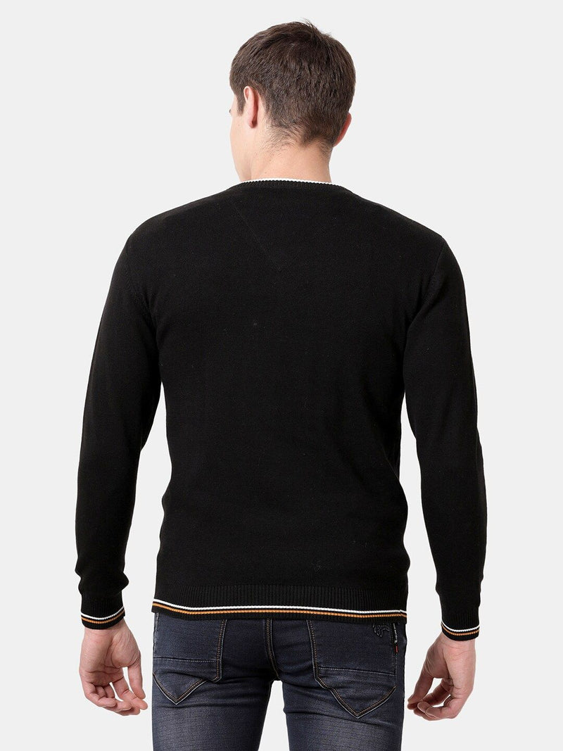 T-Base Men Solid Black Pullover