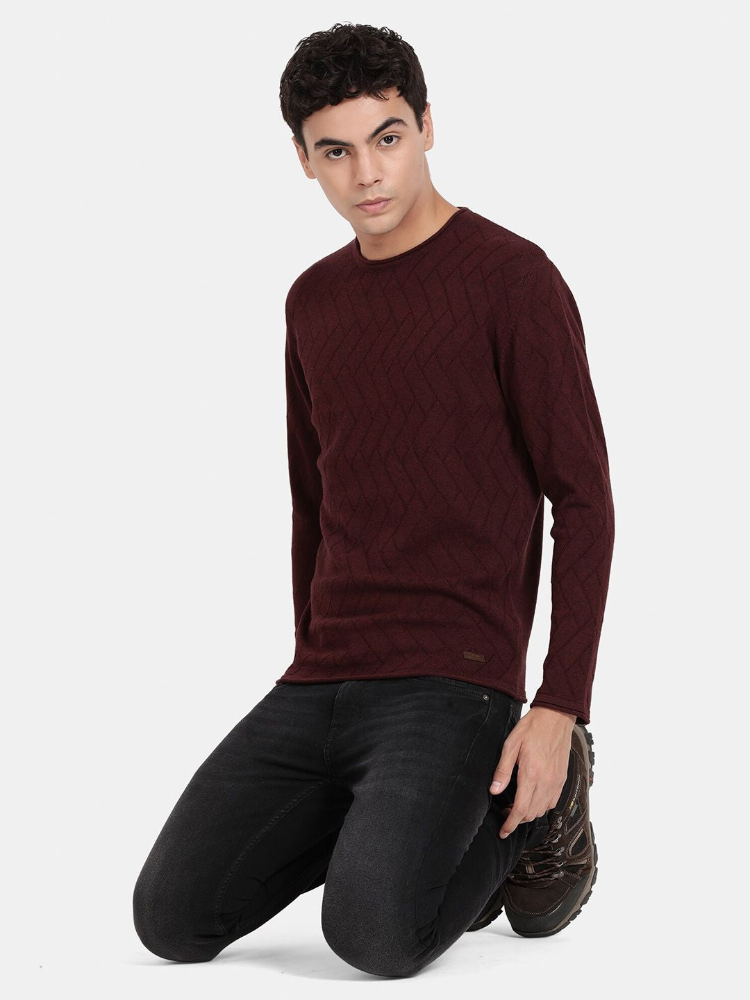 Roll Neck Vineyard Melange Full Sleeve Pullover