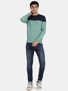 Crew Neck Full Sleeve Ocean Wave Color Blocked Pullover