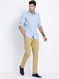 T-Base Men Beige Easy Wash Chinos Trousers