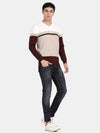 T-Base Colourblocked V-Neck Ribbed Cotton Pullover