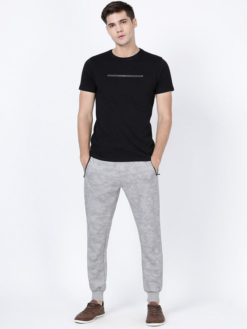 T-Base Men Grey Printed Cotton Joggers