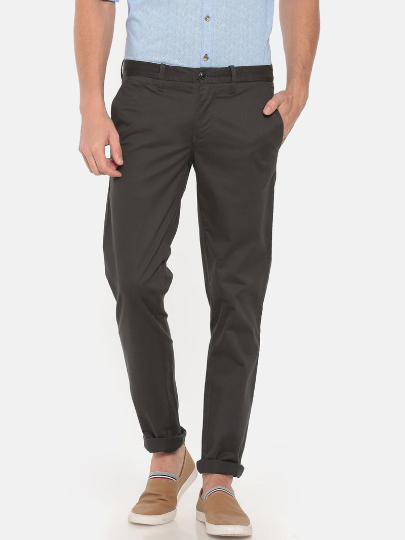 T-Base Men Charcoal Easy Wash Trousers