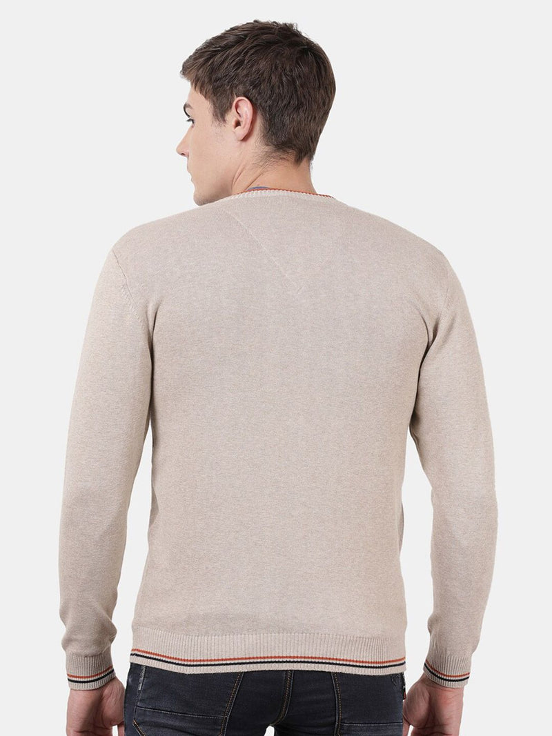 T-Base Men Beige Long Sleeve Pullover