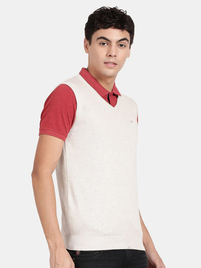 T-Base V-Neck Sleeveless Cotton Sweater Vest