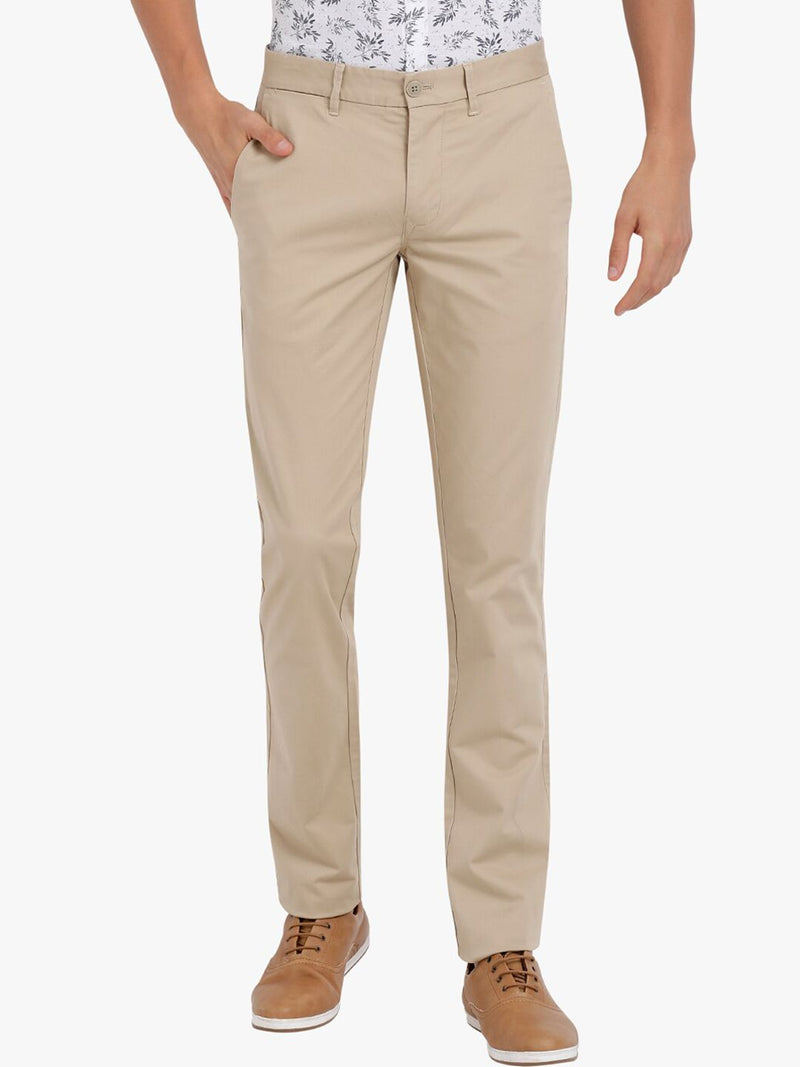 T-Base Men Cream-Coloured Core Chino Trousers