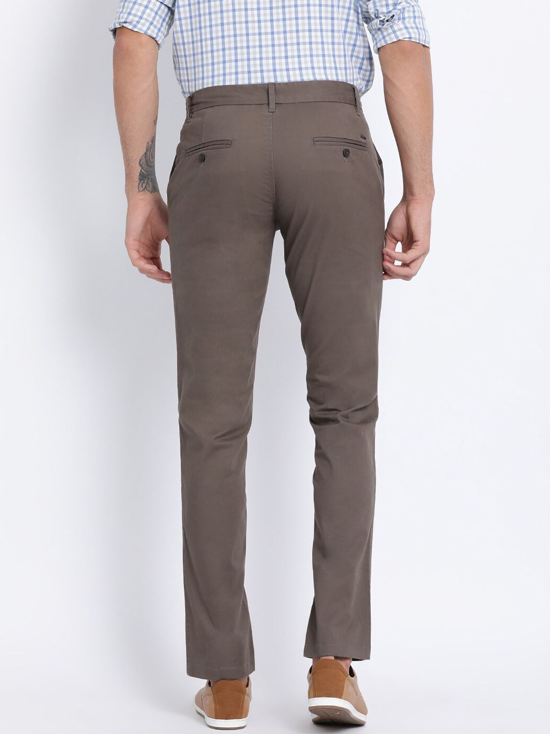 T-Base Men Brown Easy Wash Chinos Trousers