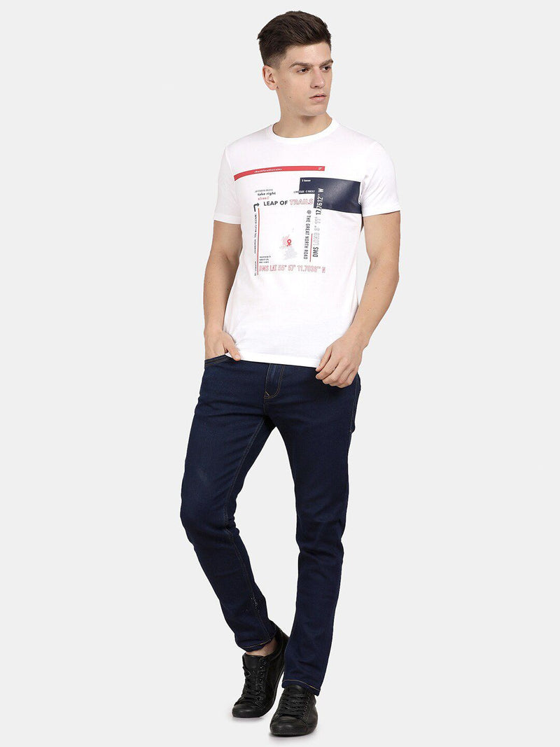 T-Base Men Printed Round Neck Cotton T-Shirt