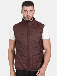 T-Base Sleeveless Puffer Jacket With Quilted Design And Polar Fleece Collar