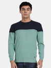 Crew Neck Full Sleeve Ocean Wave Color Blocked Pullover