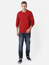 T-Base Men Red Solid Cotton Pullover