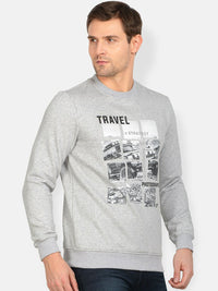 T-Base Men Grey & Black Printed Sweatshirt