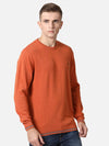 T-Base Men Rust Solid Cotton Pullover