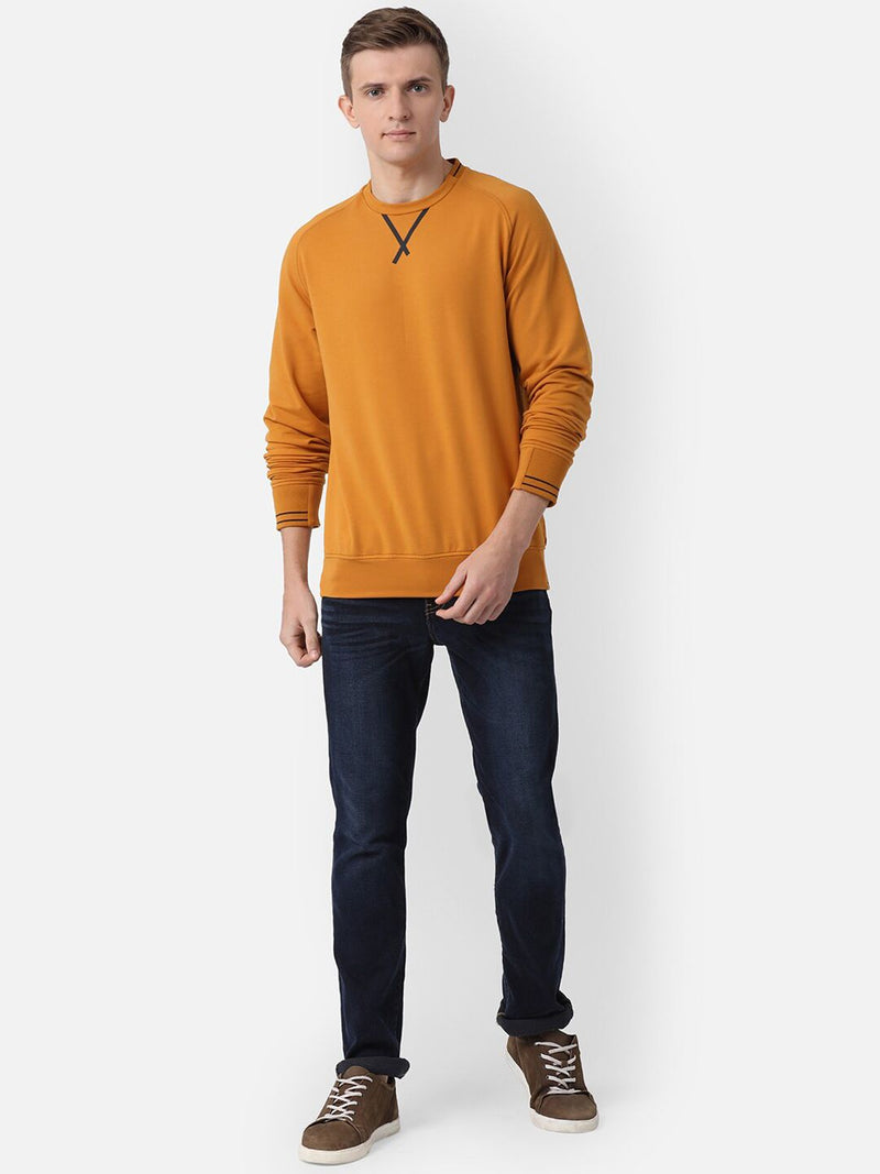 T-Base Men Mustard Yellow Pullover Sweatshirt