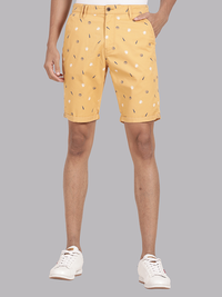 Beer Print Yellow Chino Shorts