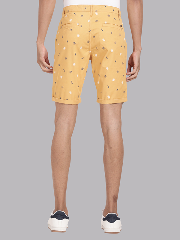 Beer Print Yellow Chino Shorts