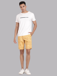 Beer Print Yellow Chino Shorts