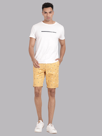 Beer Print Yellow Chino Shorts