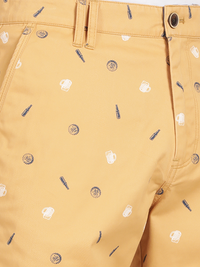 Beer Print Yellow Chino Shorts