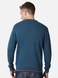 T-Base Men Blue Solid Cotton Pullover