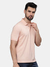 T-Base Men Striped Polo Collar Pockets T-Shirt