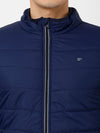 t-base Men Navy Blue Solid Lightweight Padded Jacket